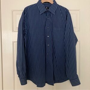 Men’s Calvin Klein Blue Stripped Button Down Long Sleeve Shirt XXL Neck 18 36/37